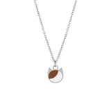 Asymmetrical minimalist cat charm necklace in silver or gold with an asymmetrical two-tone cat silhouette charm