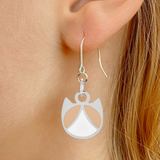 Tuxedo minimalist cat earrings in silver or gold with a black and white tuxedo cat silhouette charm