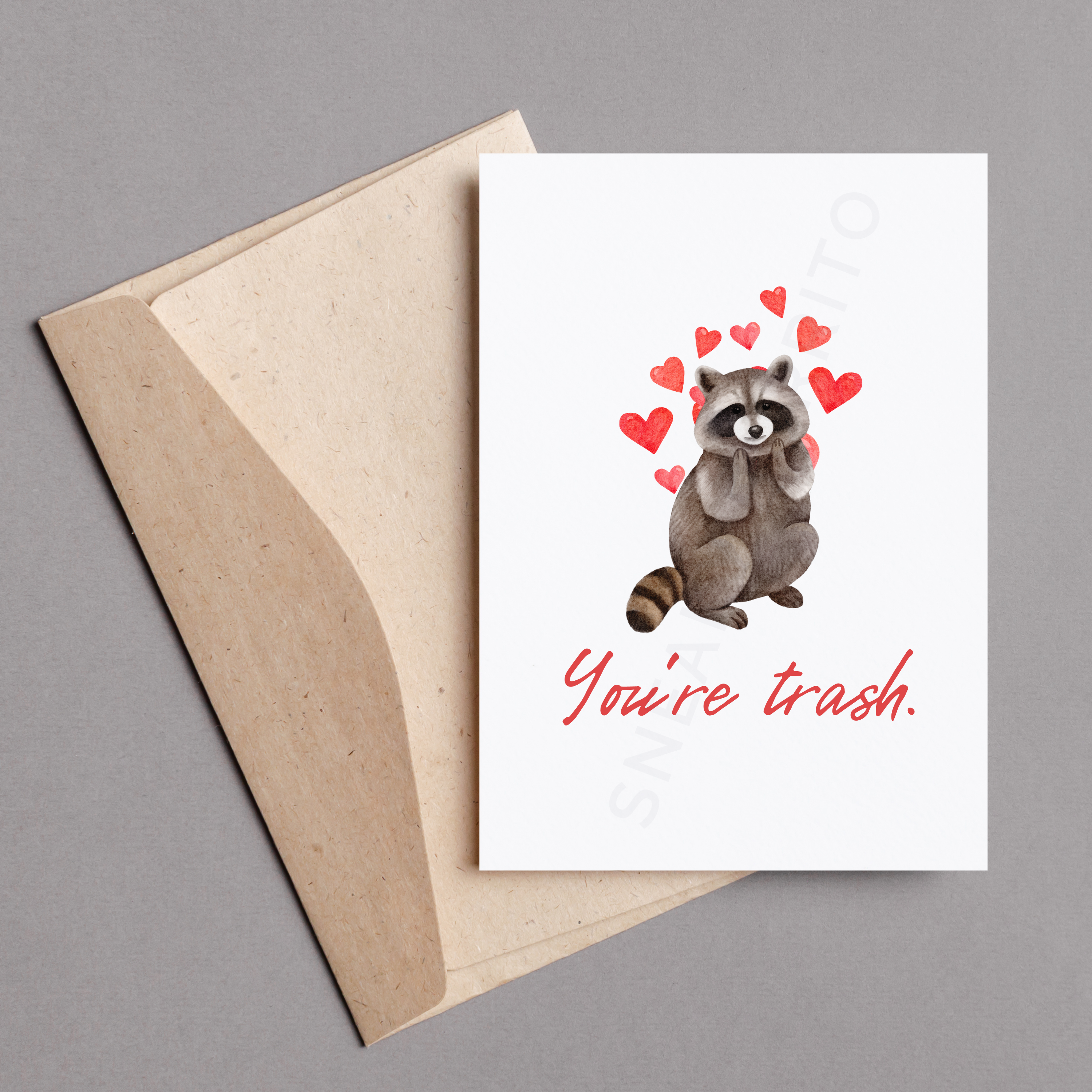 You're Trash, Raccoon greeting card