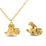 Trash Panda raccoon charm necklace in silver or gold with a raccoon charm and CZ stones