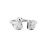 Trash Panda raccoon ring in silver or gold with a raccoon charm and CZ stones