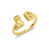 Trash Panda raccoon ring in silver or gold with a raccoon charm and CZ stones