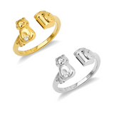 Trash Panda raccoon ring in silver or gold with a raccoon charm and CZ stones